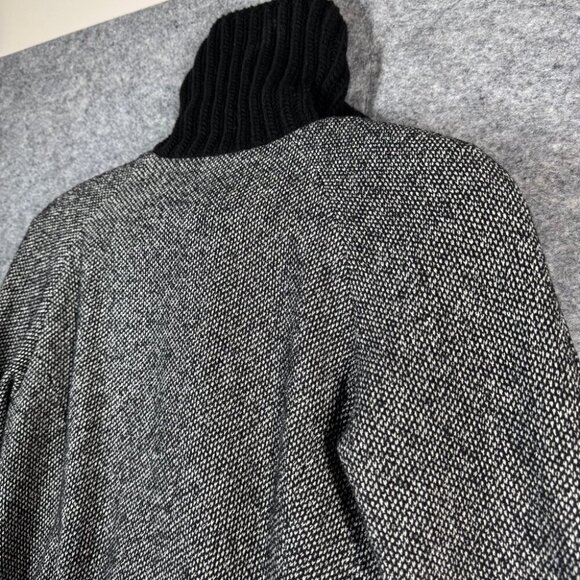 Mango Turtle High Neck Y2K Aesthetic Zip Up Gray Wool Belted Jacket Size 6 - Picture 14 of 16